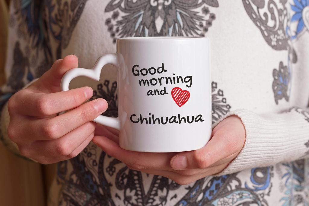 Chihuahua Long-haired - Cup with a Dog, Adorable Cup with a Heart-shaped Handle, Universal Gift from the Art-Dog Brand