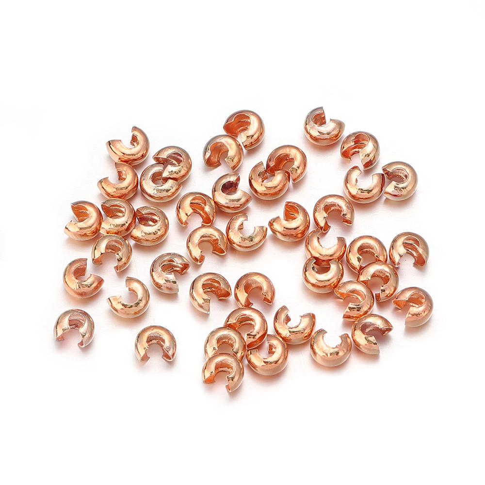 100Pcs Copper Open Covers Crimp End Beads Gold Color Stopper Spacer Beads For DIY Jewelry Making Findings Supplies Wholesale