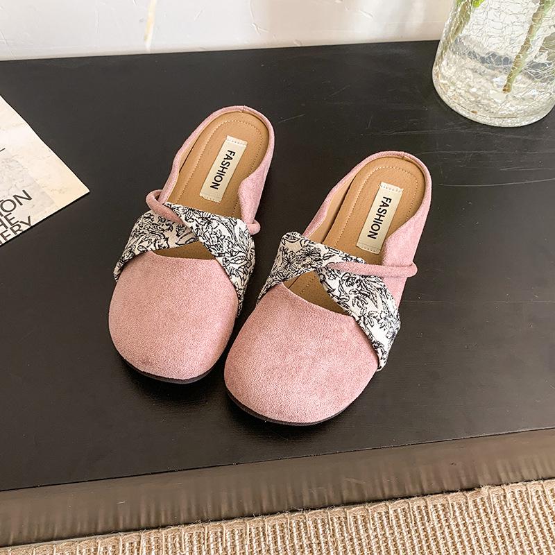 

Женские одинарные туфли на плоской подошве 2025 новая весна и осень универсальная модная вечерняя бриз круглый носок мелкий вырез Мэри Джейн бабушкины туфли полушлепки 40 розовый