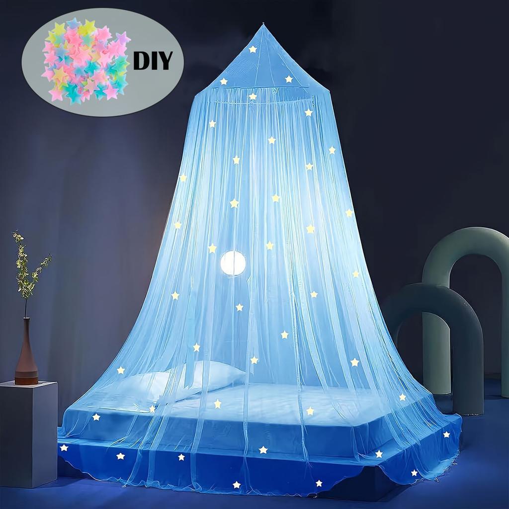 Glow in The Dark Star Bed Canopy Mosquito Net for Double Bed Princess Dome Tent Girls Room Decor Ceiling Hanging Fly Screen