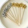 50Pcs Pentagram Stick Hollow Star Bamboo Skewer Fruit Stick Fashionable Cake Insertion Stick Cocktail Decoration
