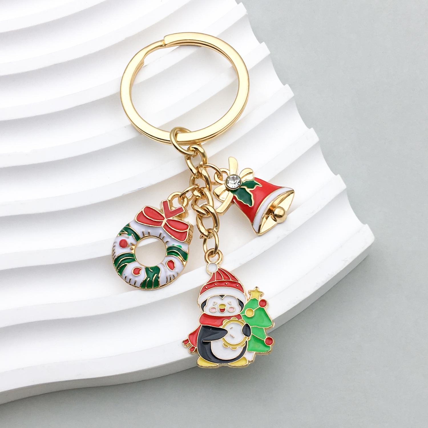 2024 Cartoon Christmas Keychain: Old Man, Snowflake & Bell Pendants
