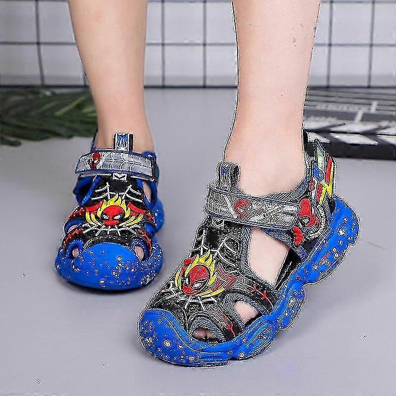 Boys Led Sandals Spiderman Outdoor Shoes Beach Shoes Kids Light-up Non-slip Shoes For Summer