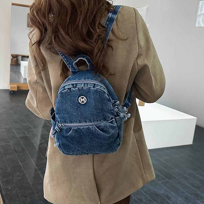Mini Denim Backpack for Women – Compact Washed Jeans Style Bag – Perfect for Daily Use & Travel