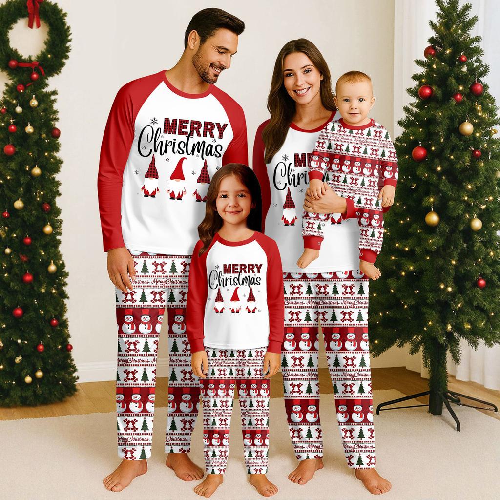 Family Matching Print Sets Pajamas Loungewear Outfits Family Matching Long Sleeve Tops+Pants Set