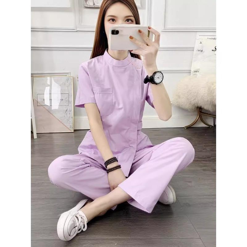 

Nurse Uniform Short-sleeved Women s Oral and Dental Overalls Rehabilitation Center Nursing Uniform Suit XS