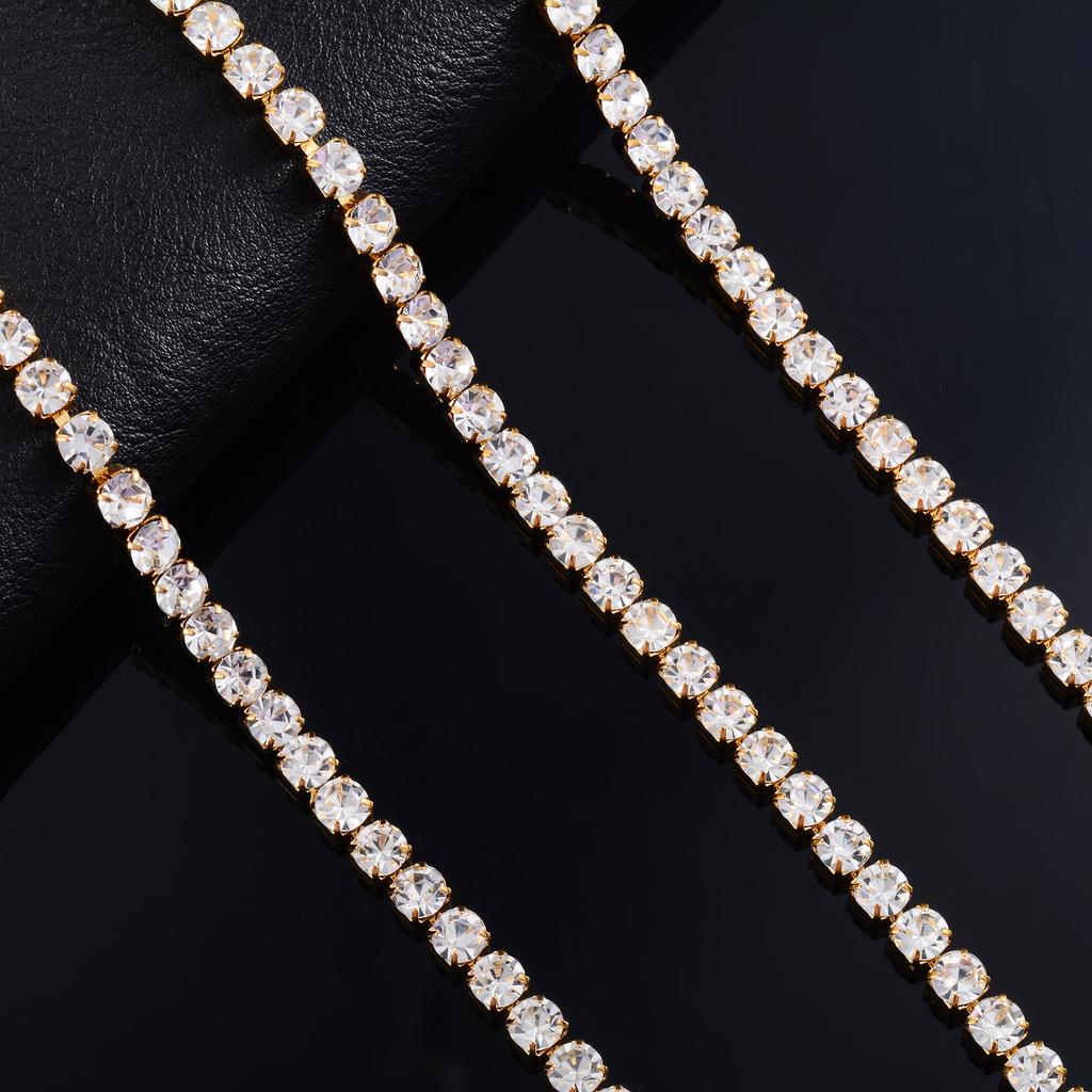 Funkelnde Zirkonia Tennis Halskette für Damen Strass Choker Minimalistische Kristallkette Edelstahl Schmuckzubehör