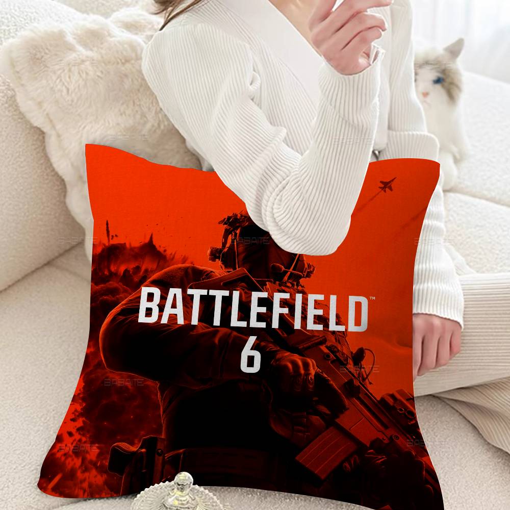 B-Battlefield 6 Cuscino per Gioco Cool Cuscino Anime Copricuscino per Testiera di Divano Letto Copricuscino 45x45 cm Moda