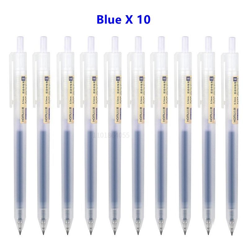 Conjunto de 6/10 Canetas de Gel Retráteis 0,5mm Tinta Preta/Azul Esferográfica Escrita Escritório Negócios Assinatura Material Escolar Papelaria