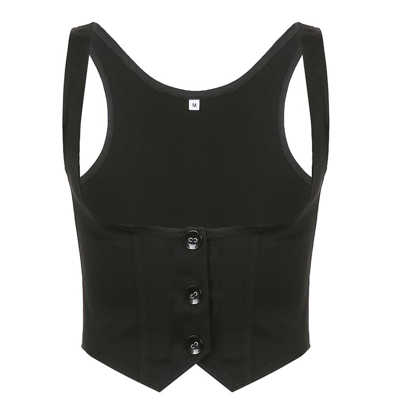 Vintage Preppy Two-Piece Spliced Vest: Sleek & Sexy Crop Top