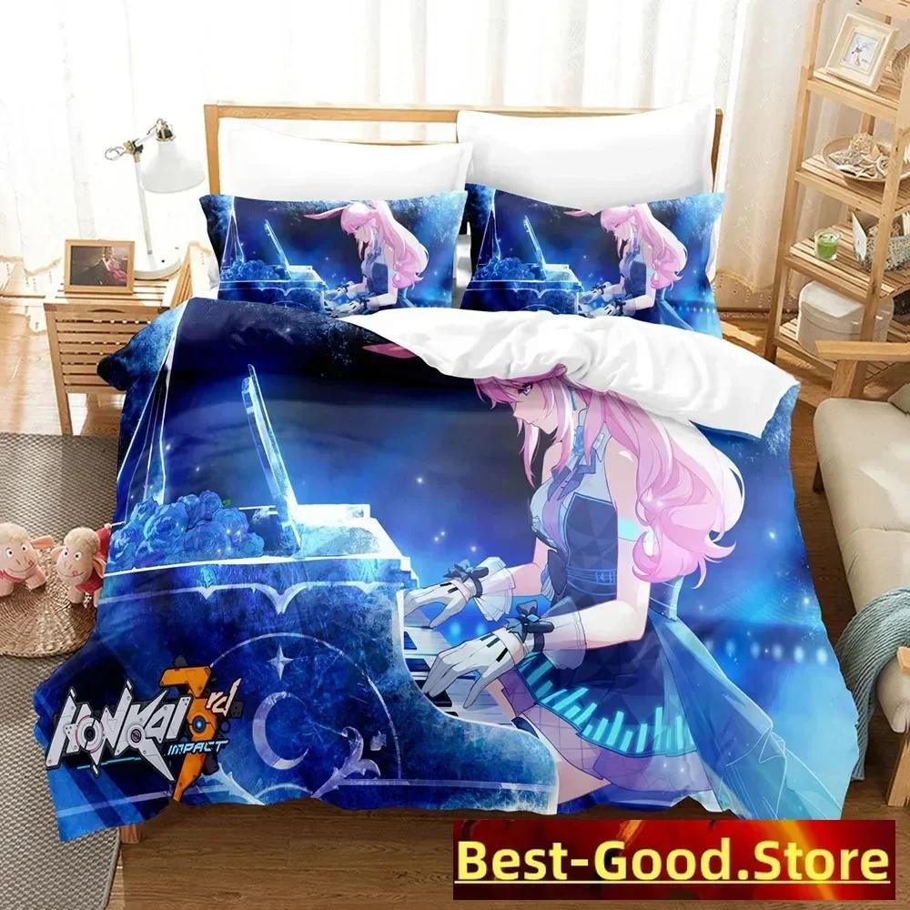 Honkai Impact 3 Bedding Set Printed Bed Set With Pillowcase Bed Duvet Cover Soft Single Double Queen Super King Size Bedroom