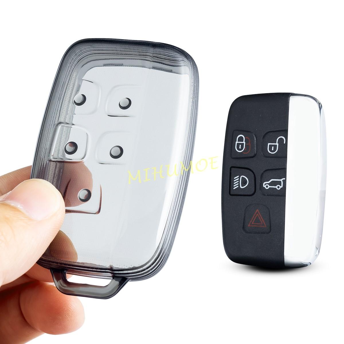 

Black Transparent Car Key Fob Case Cover Holder Keychain For Land Range Rover Sport Evoque Velar Discovery 4 LR4 Jaguar XE XF XJ