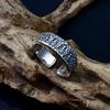 Retro Buddhist Cave Adjustable Open Ring For Men Silver-plated Copper Gothic Punk Edgy  Peaceful Accessories Blessed Gift
