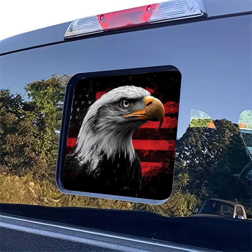American Eagle Rear Middle Window Decal,Truck Back Center Sliding Window Vinyl Decal,American Flag Perforated Graphics Pickup Sticker,Patriotic Car