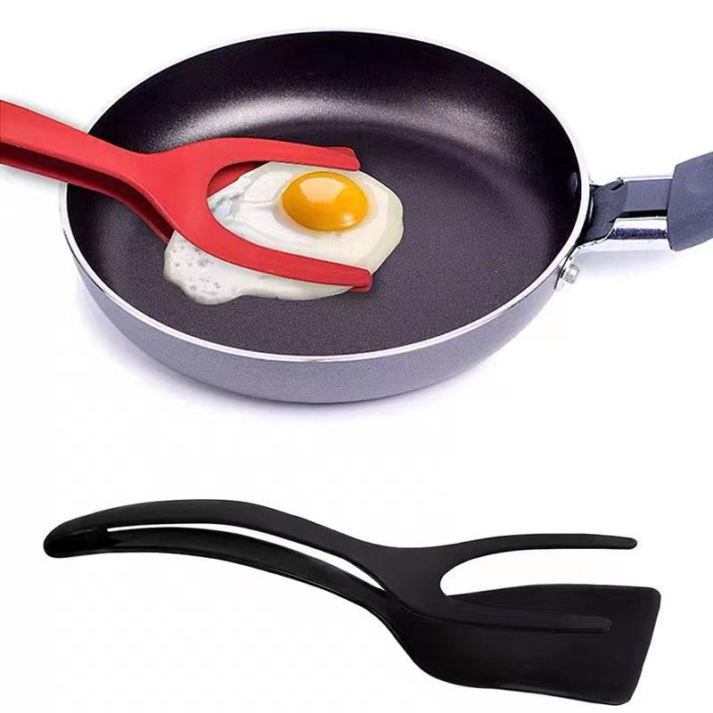Non Stick 2 In 1 Pancake Spatula French Fries Turners Egg Clamp Frying Steak Pancake Tongs Toast Omelet Clip Kitchen Accessories