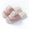 Women's Cartoon Bear Open-Toe Linen Slippers - Cozy Indoor Footwear for All Seasons