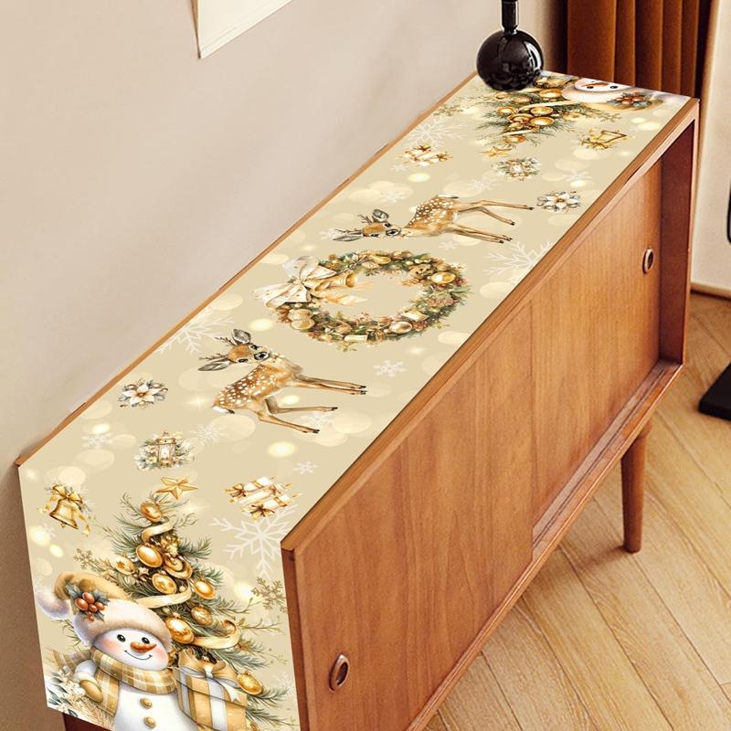 Polyesterový vánoční běhoun na stůl Veselé Vánoce Dekorace pro domácí výzdobu 2025 Vánoce Navidad Notal Noel Dárky Nový rok 2026