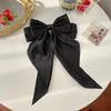 Women Trendy Korean Summer Headwear Black Satin Ribbon Big Bows Hairpin Spring Clips Hair Accessories