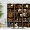 Vintage Library Shower Curtain Skull Candles Old Books Bookshelf Cat Plant Cartoon Home Polyester Fabric Bathroom Decor Curtains
