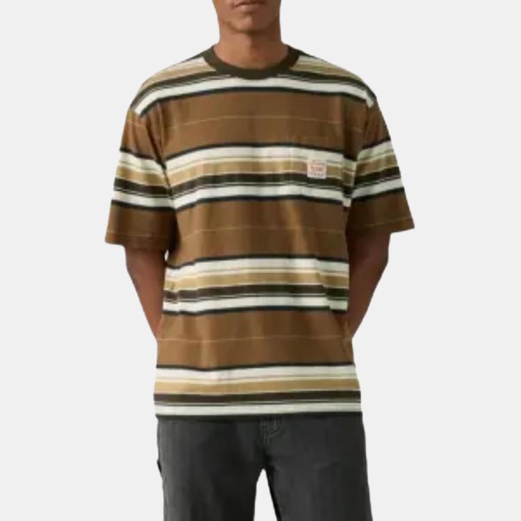 Levis Bequemes Vielseitiges Gestreiftes Klassisches Rundhals Locker Kurzarm T-Shirt Herren Tops A5850-0019