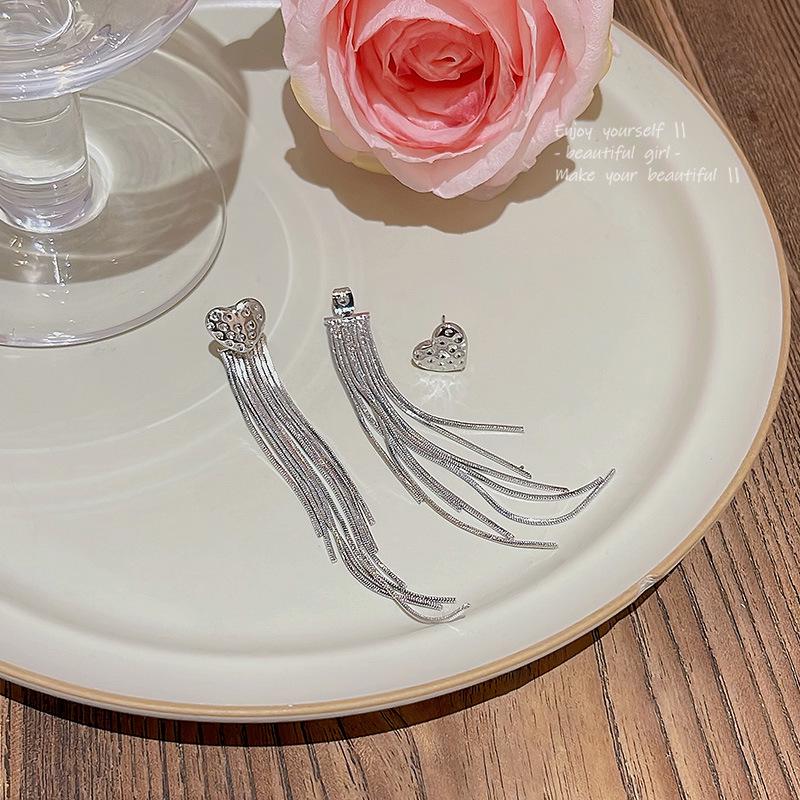 S925 Silbernadel Lange Quaste Liebe Ohrringe - High-End Luxusdesign für Frauen