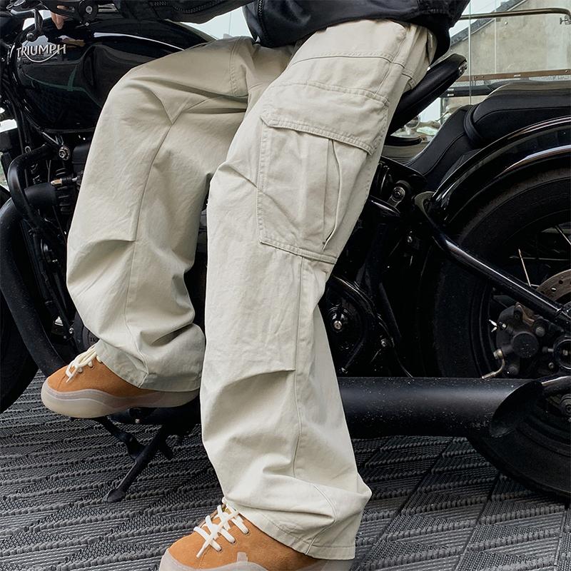 Spring Autumn Big Pocket Men's Cargo Pants Harajuku Loose Straight Wide Leg Trousers Baggy Pants Man Hip Hop Sweatpants
