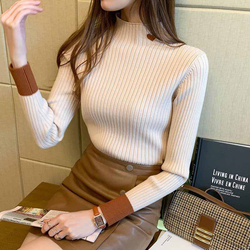 

Зимний толстый свитер, женский вязаный кашемировый пуловер, водолазка с длинными рукавами, свободный джемпер, теплый One Size абрикосовый