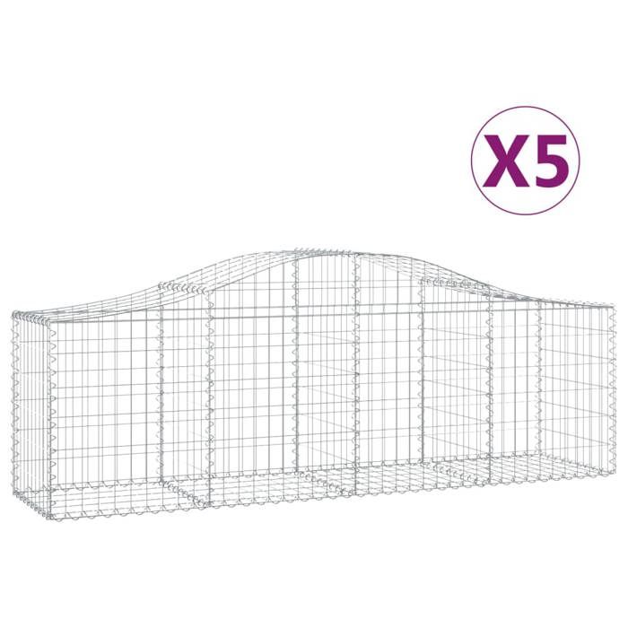Paniers à gabions - Maison Exclusive - arqués 5 pcs - 200x50x60/80 cm - fer galvanisé 3,5 mm