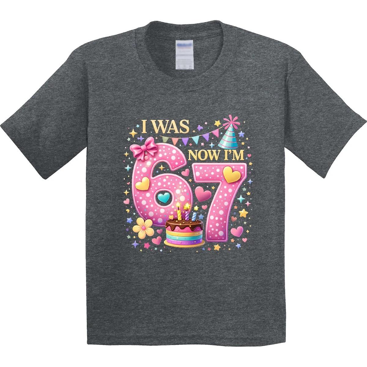 

Inktastic I Was 6 Now I m 7 Birthday Youth kids boys T-Shirt 7th Flowers Cake Hat Tee Kids 110