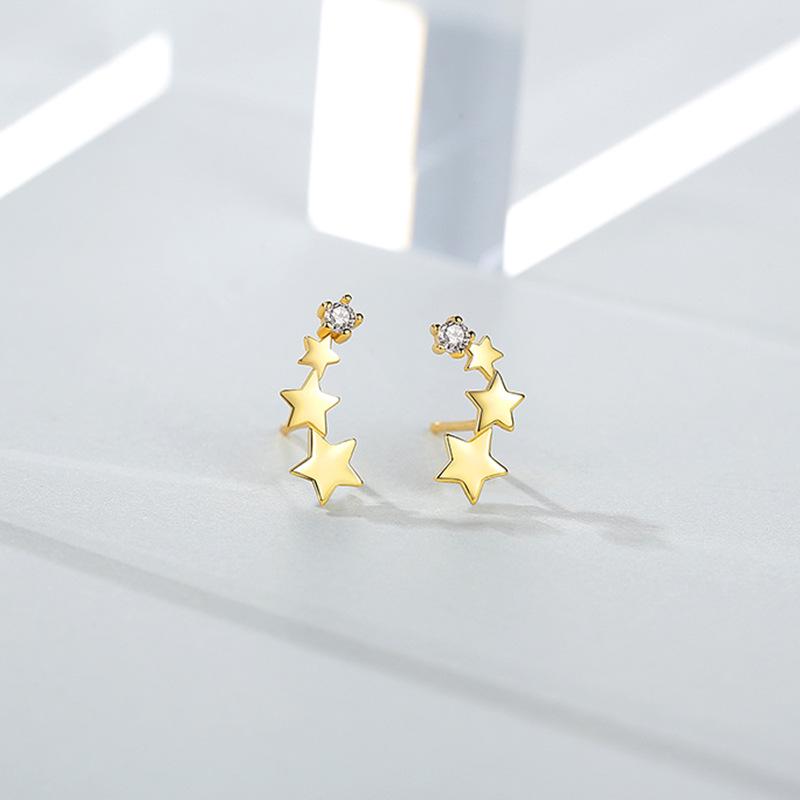 

Серьги-пусеты из стерлингового серебра «Звезда-метеор» - Модный дизайн в холодном стиле 925 Silver Needle золотой