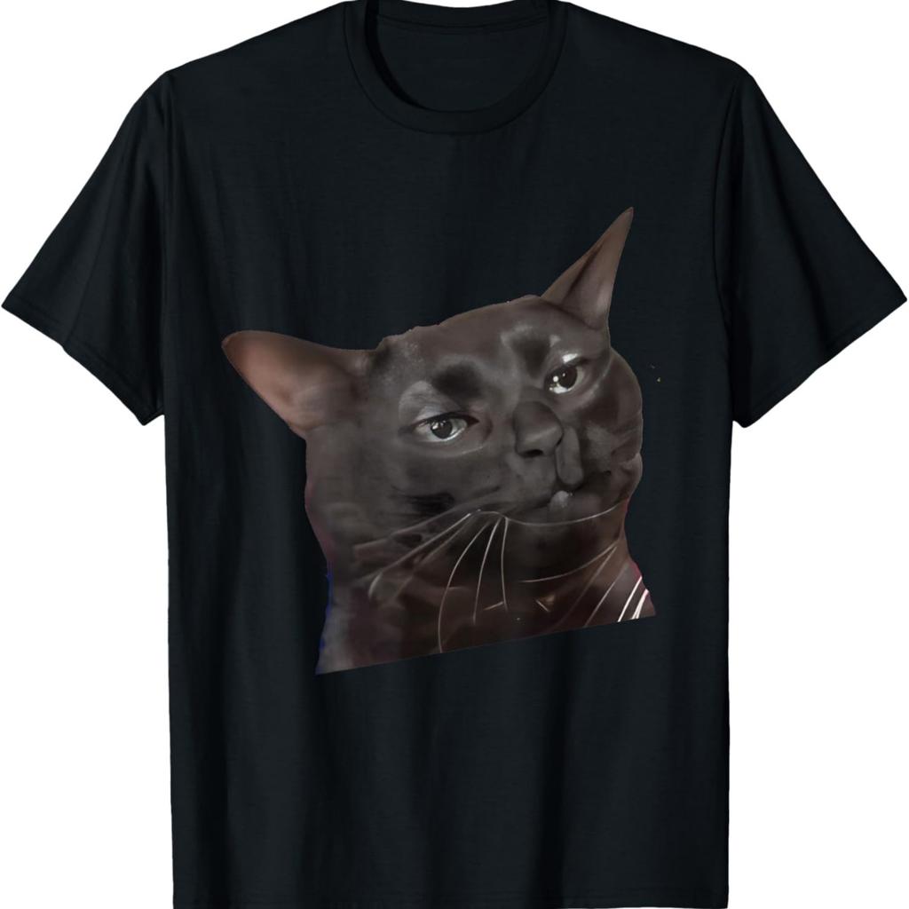 Cat Black Meme Dissociated Funny Internet Gift Men Women Girls Kids T-Shirt