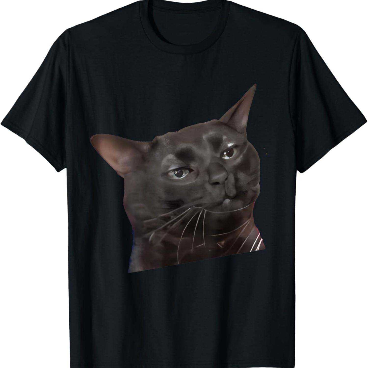 Cat Black Meme Dissociated Funny Internet Gift Men Women Girls Kids T-Shirt S чёрный