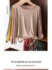 Women's Slim Fit Wood-Ear Trim Modal Long Sleeve T-Shirt, Round Neck, Plus Size, Spring/Autumn Versatile Top