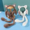 New Funny Plush Cat Earmuffs Moving Earmuffs Children's Ear Protection Cute Solid Color Winter Warm Kids Earwarmer Ear Flap