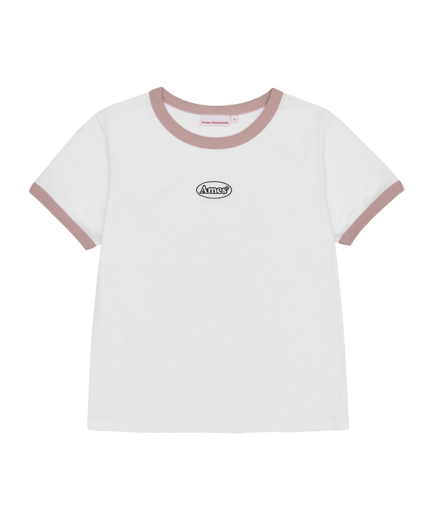 AMES-WORLDWIDE Symbol Logo Embroidered Crop Tee White
