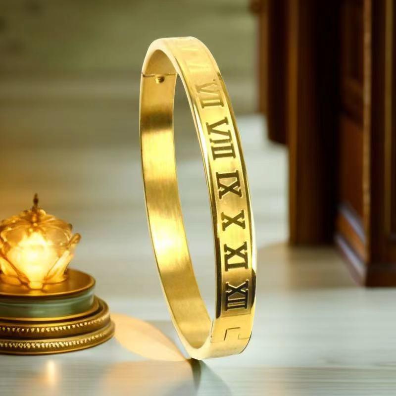 Women's Titanium Steel Bracelet with Inlaid Diamonds - Elegant Starry Design, Non-Fading, INS Style, High-End Full Diamond Bangle.