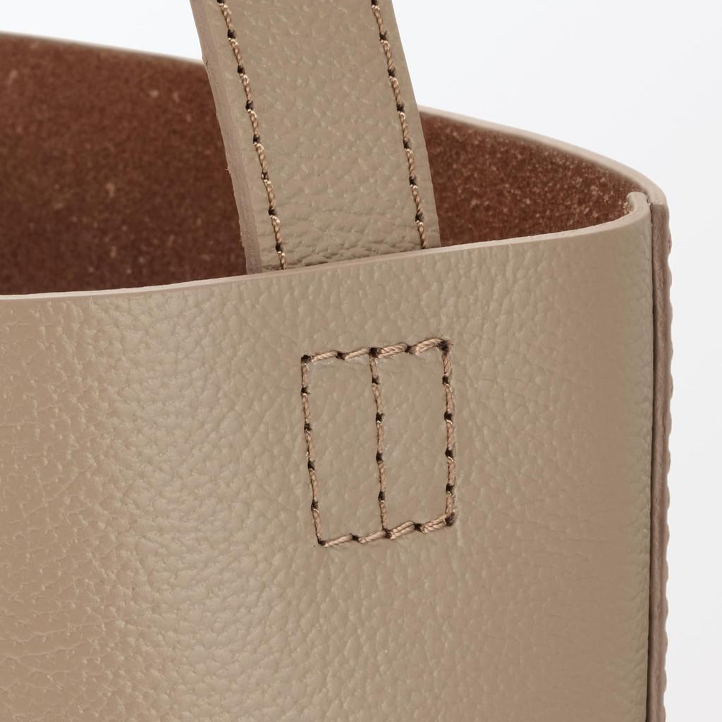 MUJI Natural Leather One-Shoulder Bag, Unisex, EGB57A5A, Grayish Brown