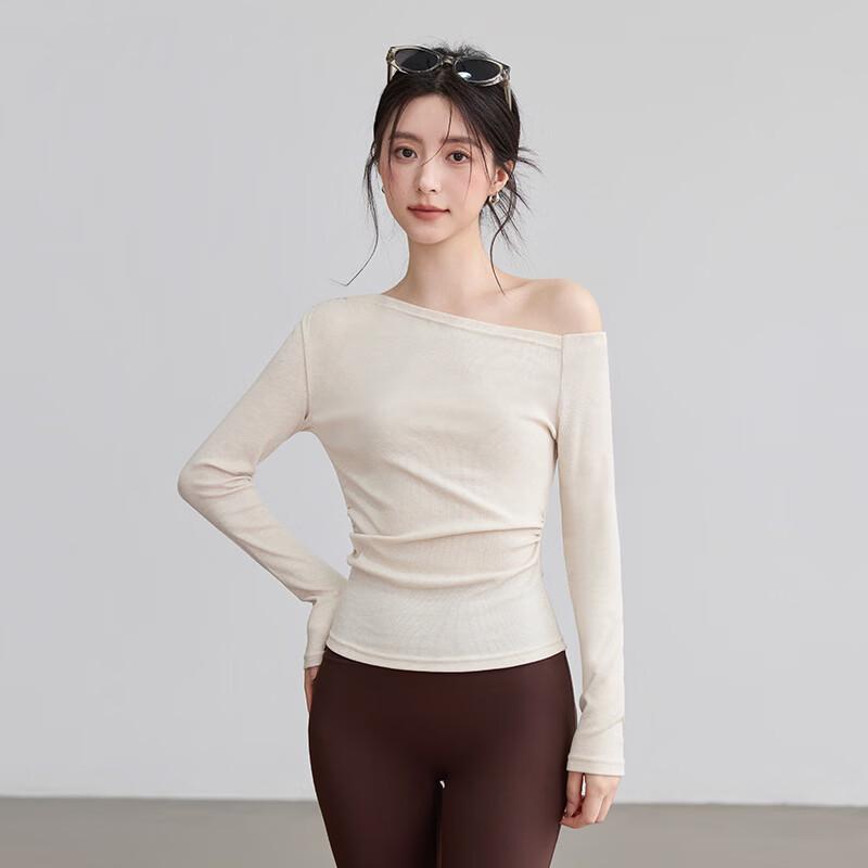 YouYou Women's Off-Shoulder Long Sleeve Yoga & Pilates Top