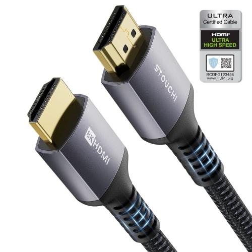 

[Премиальная сертификация HDMI] Кабель HDMI Stouchi 3M HDMI2.1 48 Гбит/с сверхвысокая скорость 10K 8K@60Hz 4K@144Hz 120Hz [Тройная нейлоновая оплетка/Алюминиевый сплав/Золото