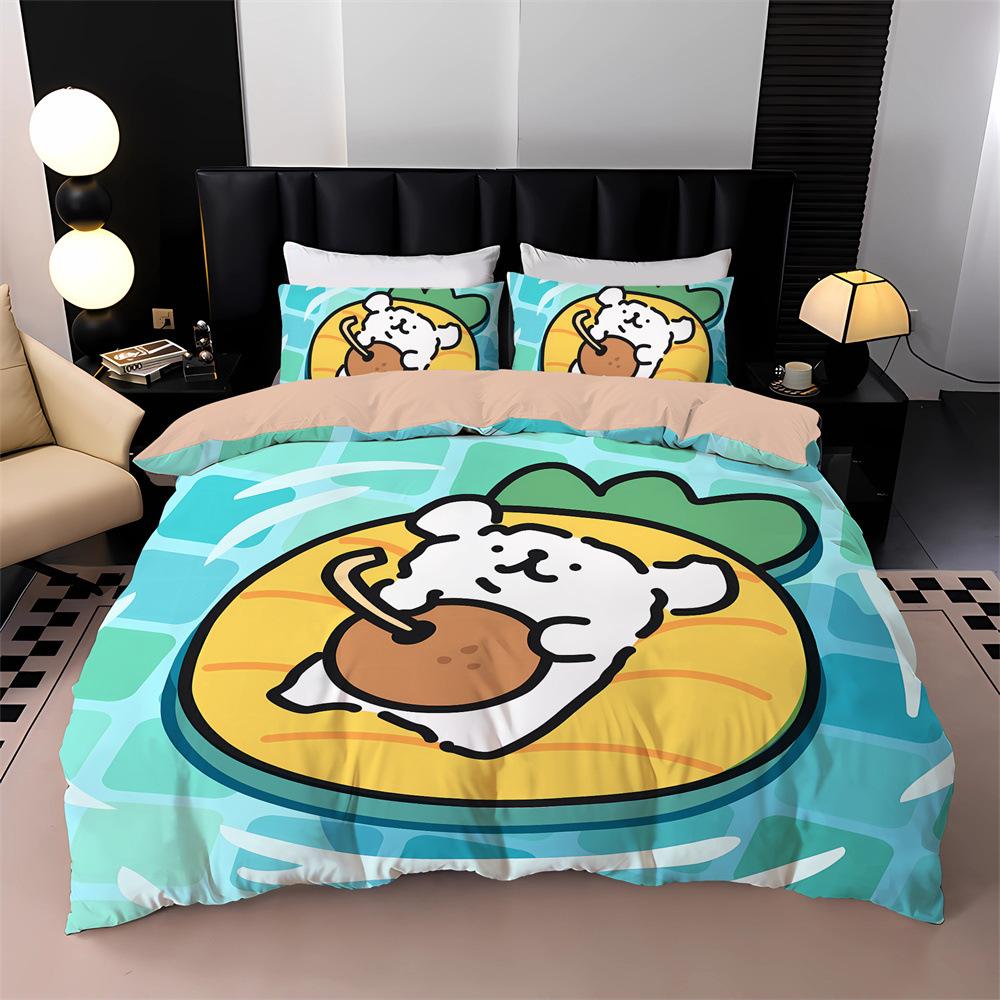 Comforter New Cartoon Puppy Bedding Set 3D Digital Printed Pug Anime Kids Adult Size