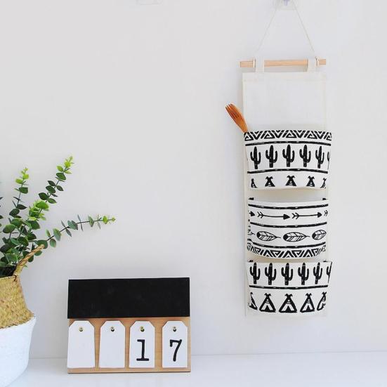 3 Lommer Dør Vegghengende Oppbevaringspose Veske Hjem Garderobe Småsaker Organizer