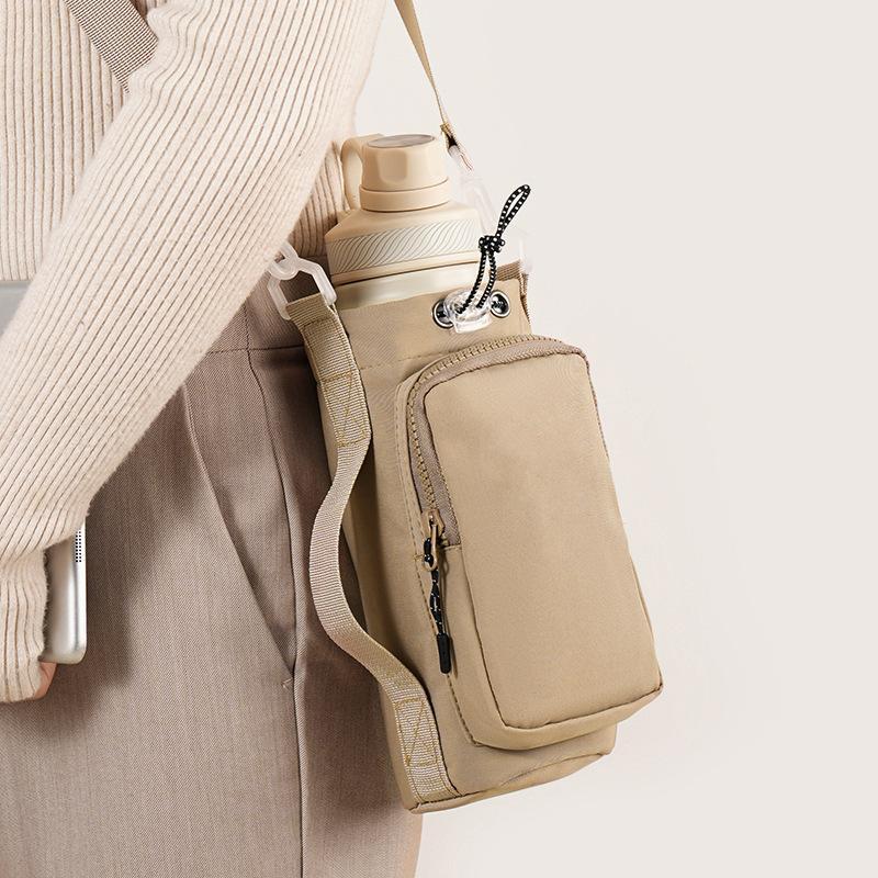 Unisex Flaschenhalter mit Tragegurt, Isolierte Flaschentasche mit Handytasche, Wasserflaschen-Umhängetasche Crossbody