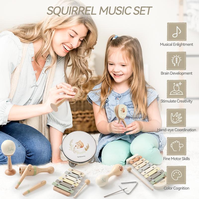Musical Instruments Wooden Montessori Toys Xylophone Rattle Drumbaby Music Enlightenment Educational Toys Kid Christmas Gifts