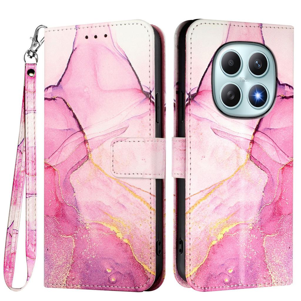 For Xiaomi Redmi Note 15 5G Case with Strap Marble Pattern Leather Phone Cover Card Holder