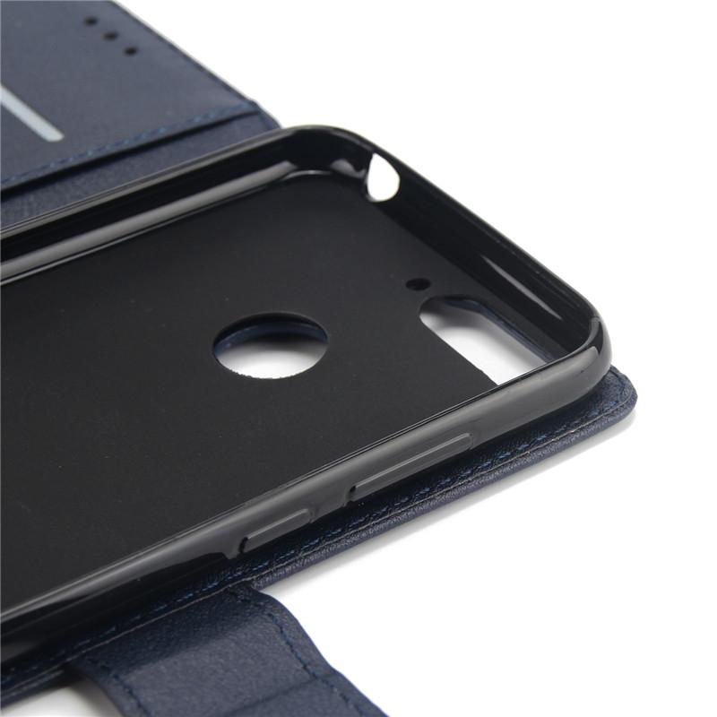 Huawei Y6 Prime 2018 Y5 Y6 Y7 Y9 2019 için Y6 Prime 2018 Deri Kılıf Kapak Klasik Düz Renk Flip Cüzdan Telefon Kılıfları Coque