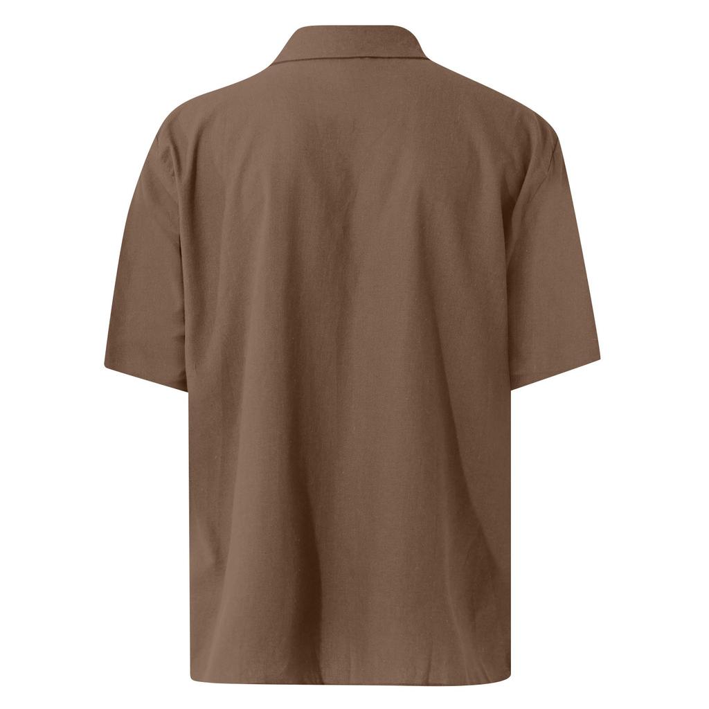 Men's Vintage Button Down Bowling Shirts Short Sleeve Summer Beach Shirt