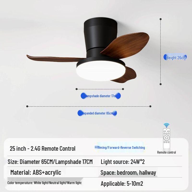Five-Blade Ceiling Fan with Light, Silent & Variable Frequency for Living Room, Bedroom & Dining Room