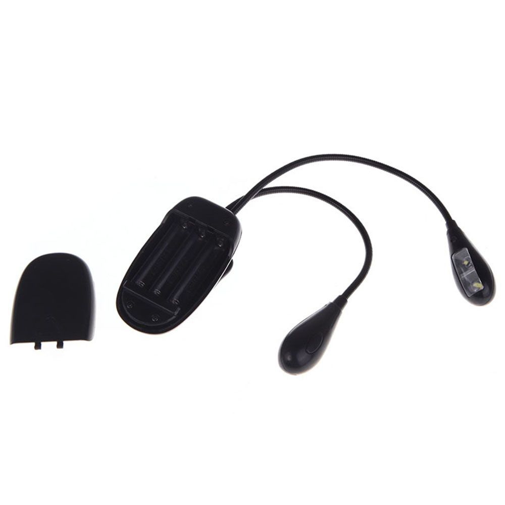 Guitar Parts Accessories 4 LED 2 Arms Light Book Music Stand Light Reading  Lamp Dual Flexible Arms