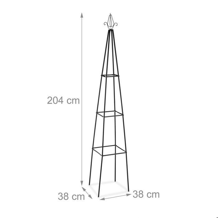 Relaxdays Trellis Pyramide, 204 M De Hauteur, Support Pour Plantes Grimpantes, En Métal, Stable, Tour Pour Rosier, Noir
