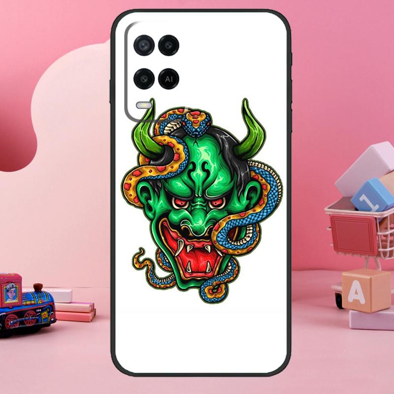 Japanese Hannya Oni Mask Case For Oppo A74 A94 A54 A17 A57 A77 A76 A16 A96 A18 A60 A80 A40 A38 A58 A78 A98 A15 A5 Pro